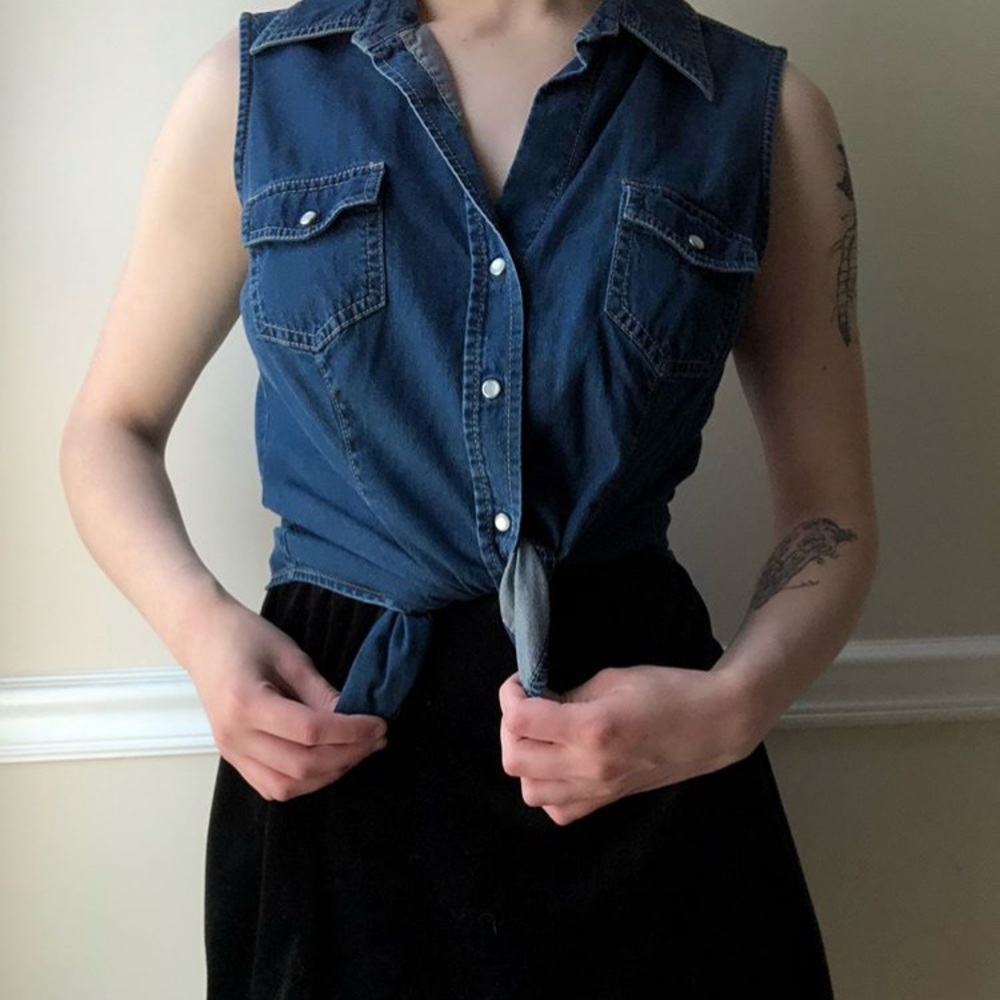 NY Jeans denim button up tank top